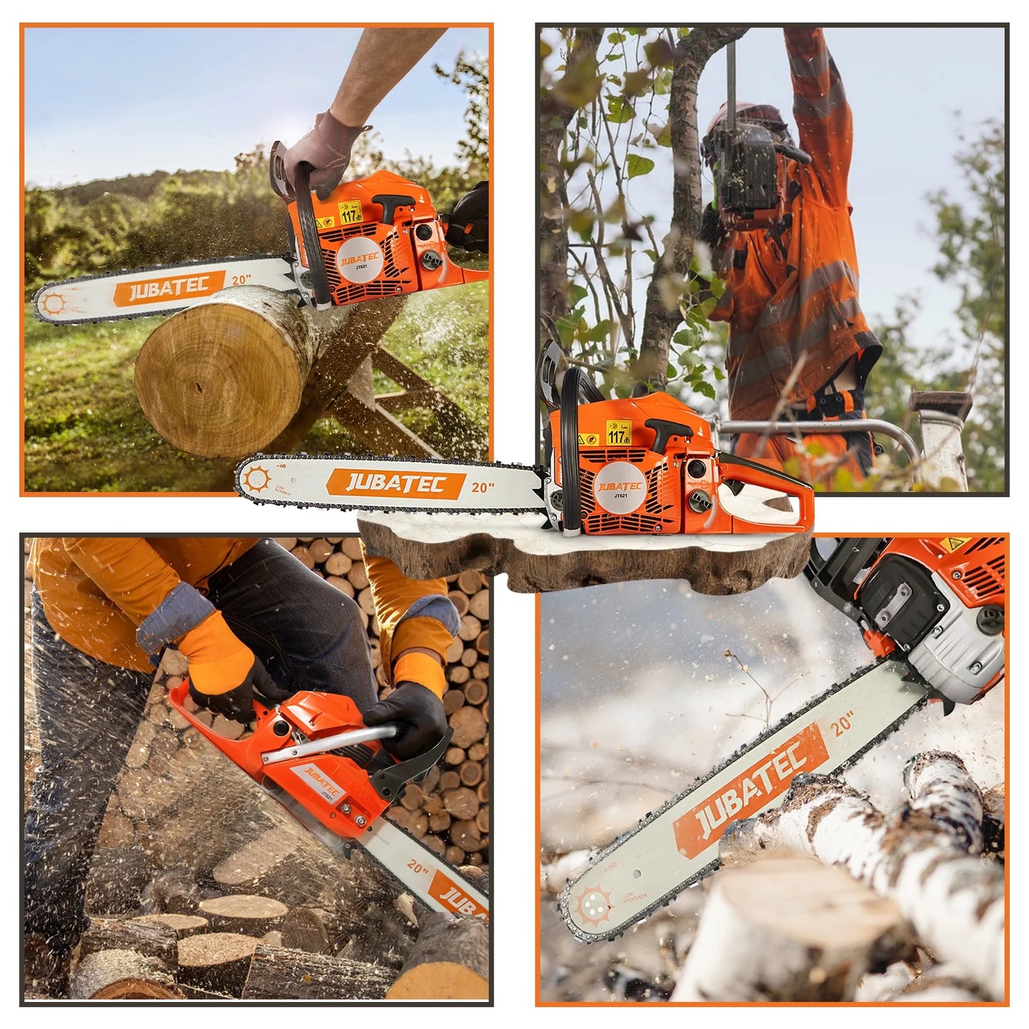 56.5cc 20 inch Bar Gas Powered Chainsaws 2 Stroke Handed Petrol Gasoline Power Chain Saws for Trees Wood Cutting
