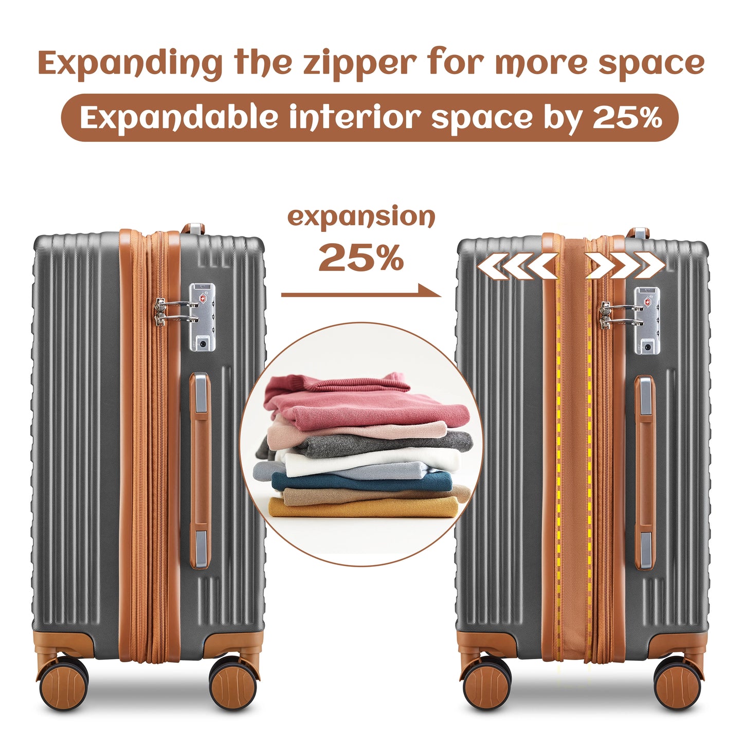 imiono Luggage Set 3-Piece Expandable Lightweight Hard Luggage Set with Swivel Wheels and TSA Lock