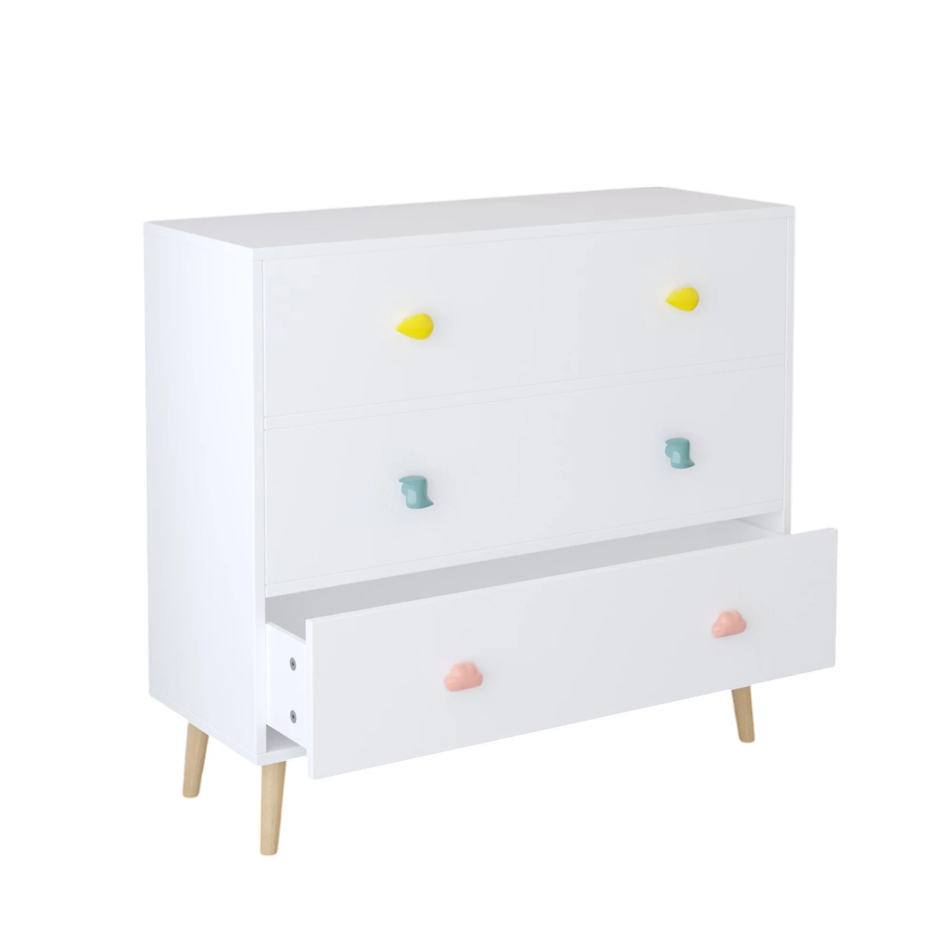 Kids 3 Drawer Dresser, Baby Nightstand for Bedroom, Storage Cabinet for Toddler Child for Living Room, Toddler Room, Nursery, Closet, Apartment (White)