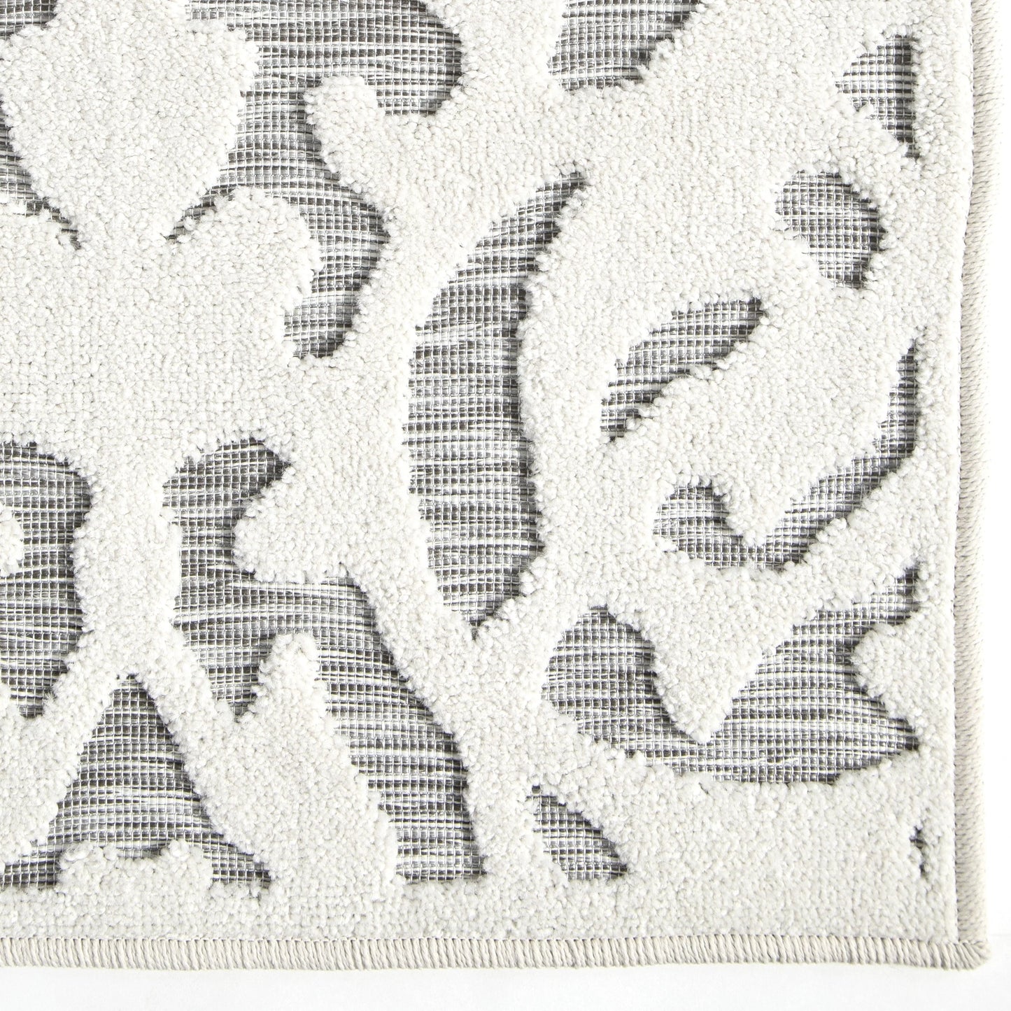 My Texas House Lady Bird, Modern Farmhouse, Damask, Indoor Outdoor Area Rug, Natural Gray, 5'3" x 7'6"
