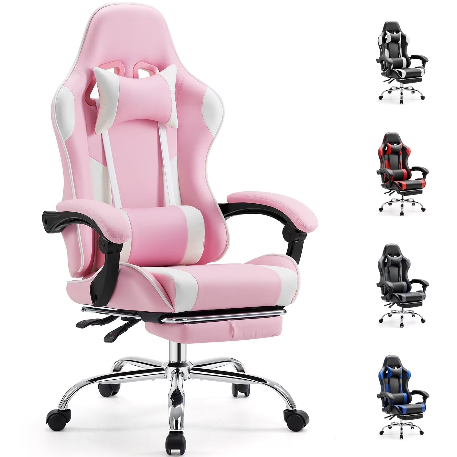 MCQ Ergonomic Swivel Gaming Chair with Headrest Lumbar Support for Home Office, Black and Grey