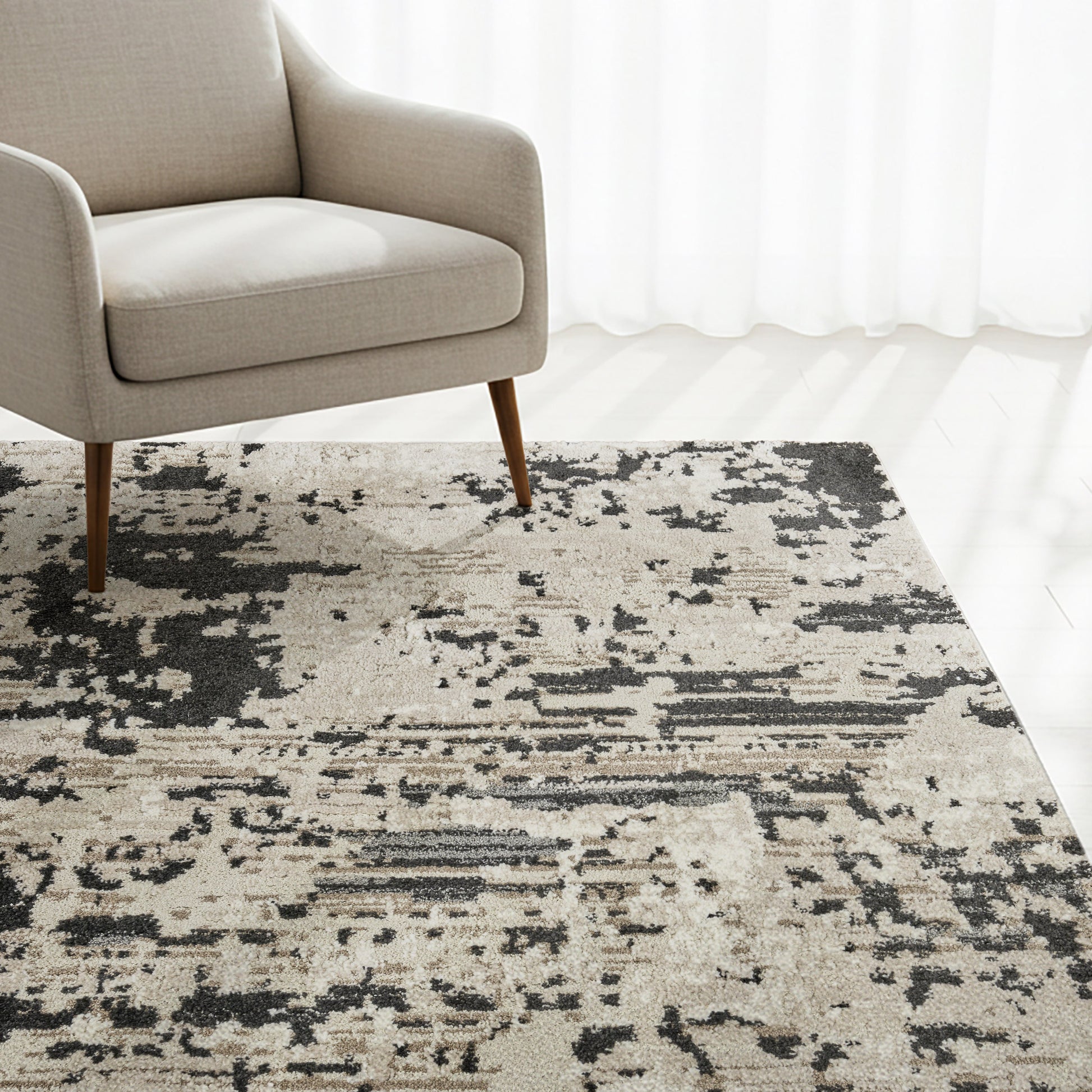 Solaris Area Rug, Argent Charcoal, 6’6” x 9’