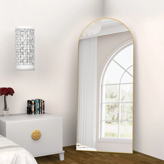 RACHMADES 65"x24" Arch Mirror Full Length Full Body Mirror Arched Floor Mirror with Stand Tall Mirror Long Gold Mirror FULL Length