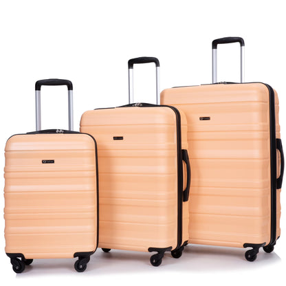 PAPROOS Hardside Luggage Set, 3 Piece 21in 25in 29in Carry on Suitcases Set with 2 Hooks and TSA Lock, Modern Lightweight Luggage Set, Hardshell Expandable Suitcase Set for Family Travel, Black