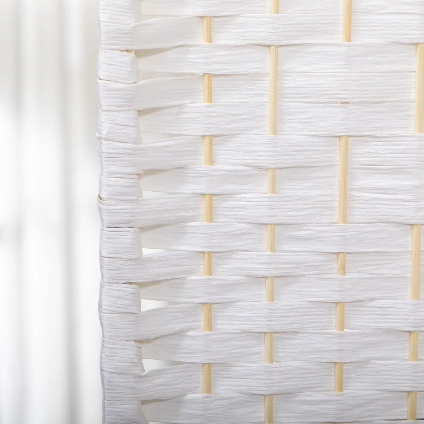 DUOSONG 4 Panel Room Divider, Folding Privacy Screen, 5.6' Room Separator, Wave Fiber Freestanding Partition Wall Divider For Rooms, Home, Office, White White Paper Privacy Screens
