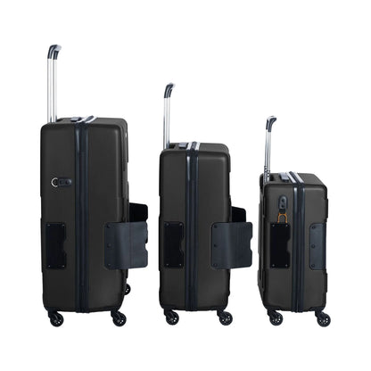 TACH V3 Lightweight 3pc Hardside Luggage Suitcase Set w/Charge Ports, Black