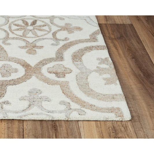 Alora Decor Neo 5'x7'6" Scroll Ivory/Beige Hand-Tufted Area Rug