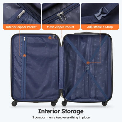 luggage sets 2 piece(20,28 inch) ABS hard suitcase with wheels and TSA lock travel set,orange