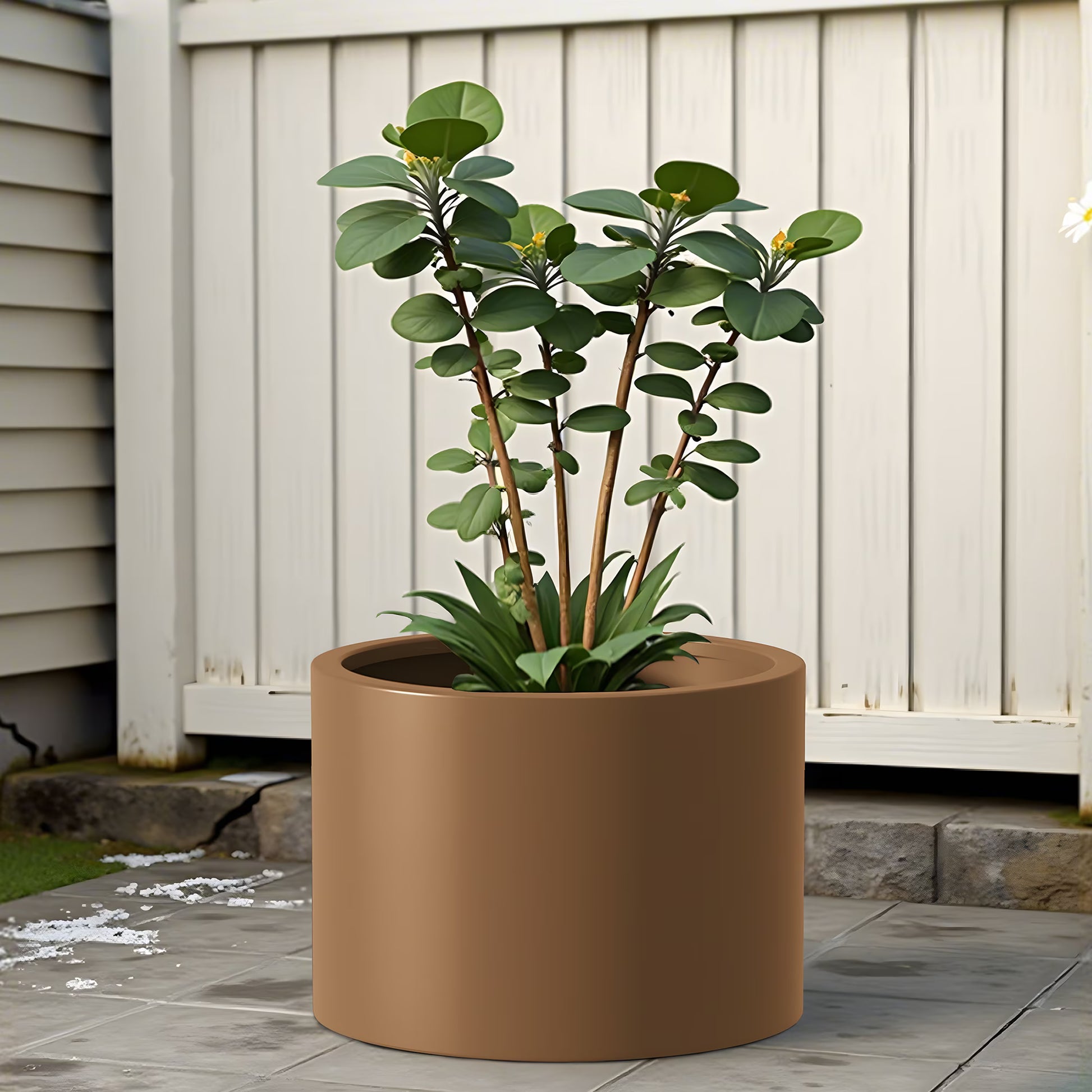 MAYEERTY 16*20"Outdoor Heavy Duty Metal Round Garden Bed ,Rustproof Planter Box for Vegetables & Flowers, Brown