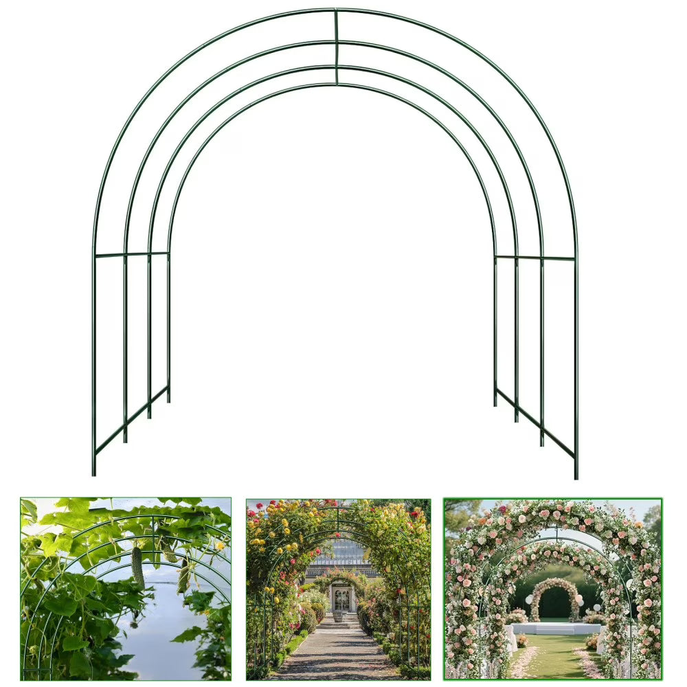 SHZOND Metal Garden Support Arch Frame for Climbing Plants, 158 x 84.6 x 86.6 Inch Large Plant Climbing Arbor Arch for Vines, Weddings & Backyard Decoration (Green)