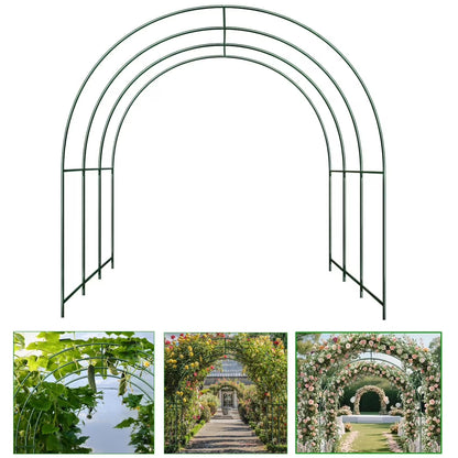 SHZOND Metal Garden Support Arch Frame for Climbing Plants, 158 x 84.6 x 86.6 Inch Large Plant Climbing Arbor Arch for Vines, Weddings & Backyard Decoration (Green)