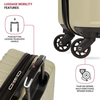 SWISSGEAR Wave Hardside Expandable Carry-on Luggage with Spinner Wheels, Sand