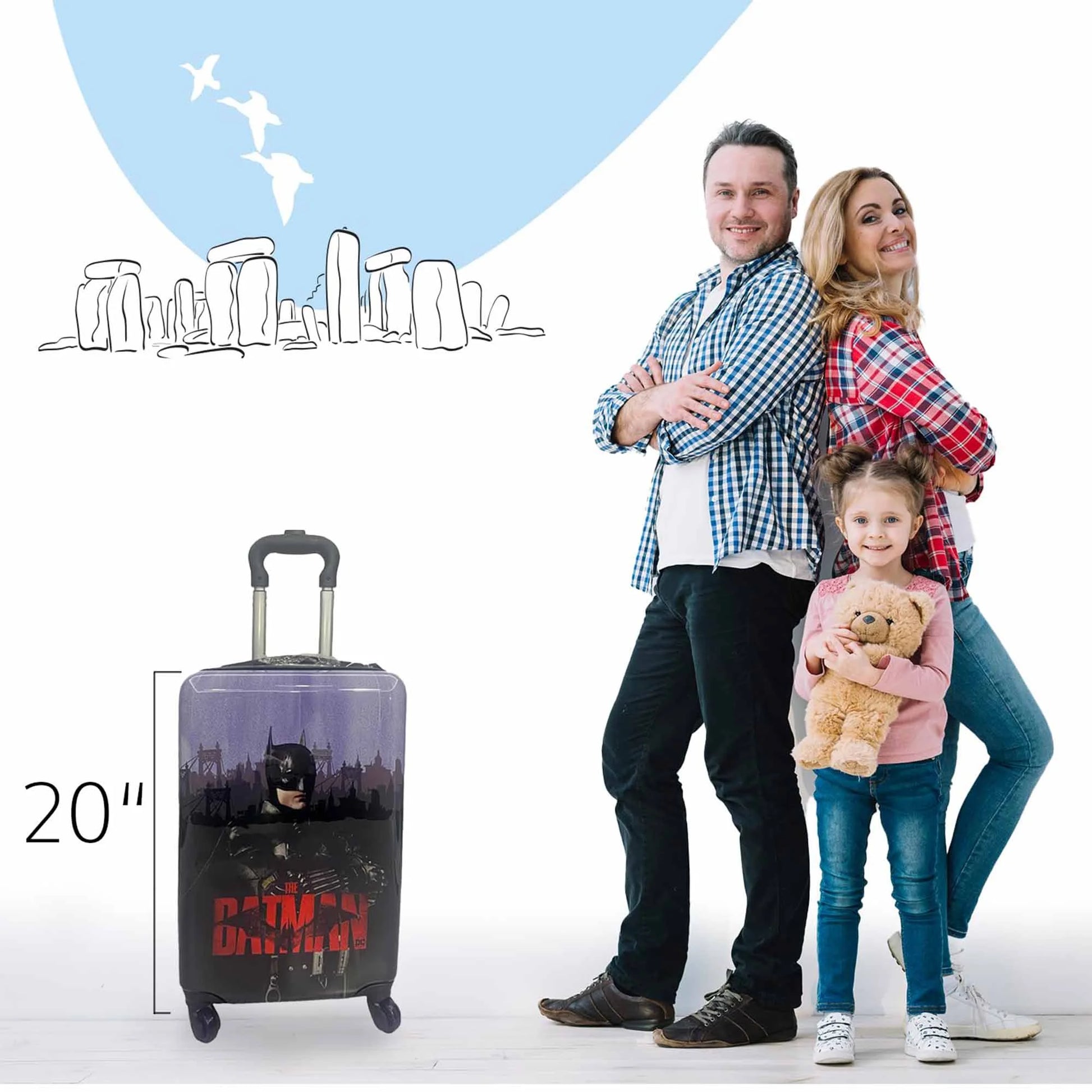 Fast Forward Batman Black Luggage 20 Inches Hardsided Tween Spinner Carry-On Travel Trolley Rolling Suitcase for Kids