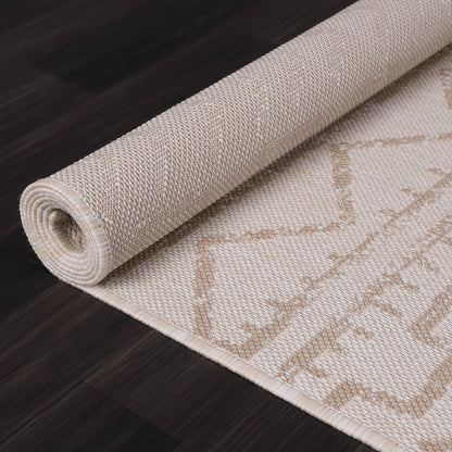 Beverly Rug Outdoor Rug 6' x 9' Patio, Porch, Garden Beige and White