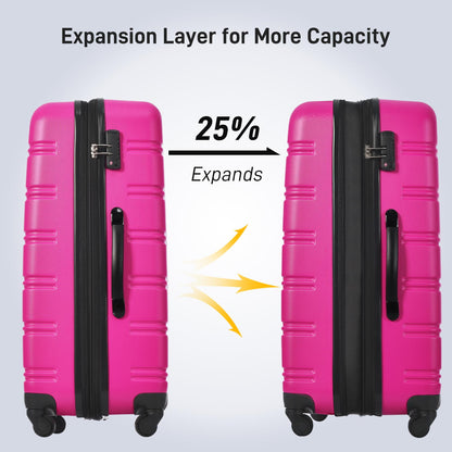 UBesGoo 24" Expandable Hardside Luggage Set with 13" Travel Bag, Pink