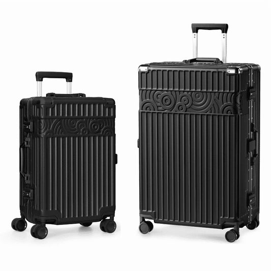 Luggage Sets Aluminum Frame PC ABS Hardshell with TSA Lock Spinner Wheels Zipperless 2 Piece 20 28 Inch Black