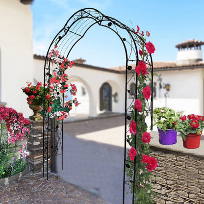 ACE-GARDEN, 1-YEAR-WARRANTY, 59"*15.35"*98.4", Metal Garden Arch Assemble Freely with 8 Styles Garden Arbor Trellis Climbing Plants Support Rose Arch(Black)