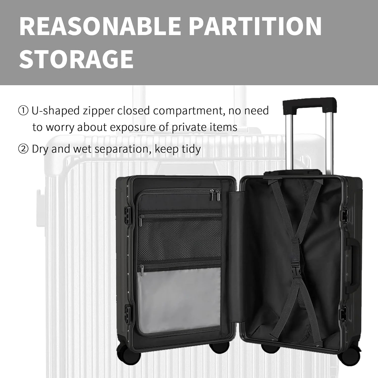 Carry-On Luggage with USB Charging Port, Front Compartment, TSA Lock, Airline Approved Carry On Hardside Suitcase with Spinner Wheels (Grey, 20inch)