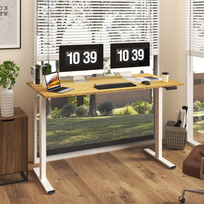 FlexiSpot 100% Bamboo Whole-Piece Desktop Ergonomic Electric Home Office Standing Desk Memory Controller 55''X28'' - Black