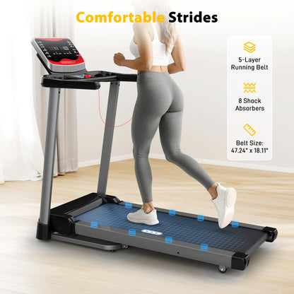 Hapycity 15% Auto Incline Foldable Treadmill 400lbs Capacity Electric Running Machine 10MPH with APP & Remote for Home Office