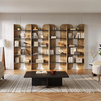 Fnova 70.8" Tall 5-Tier Bookshelf, Double Wide Bookcase with Open Shelves, Floor-Standing Display Storage Shelving Unit for Home Office, Bedroom Study