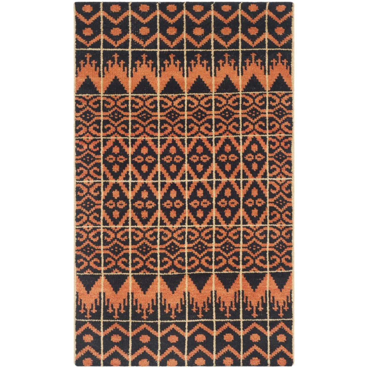 SAFAVIEH Kenya Kestrel Southwestern Wool Area Rug, Orange/Black, 8' x 10'