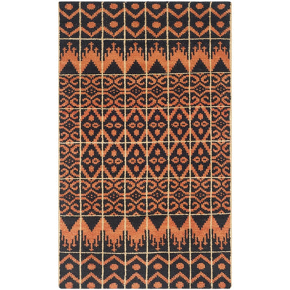 SAFAVIEH Kenya Kestrel Southwestern Wool Area Rug, Orange/Black, 8' x 10'