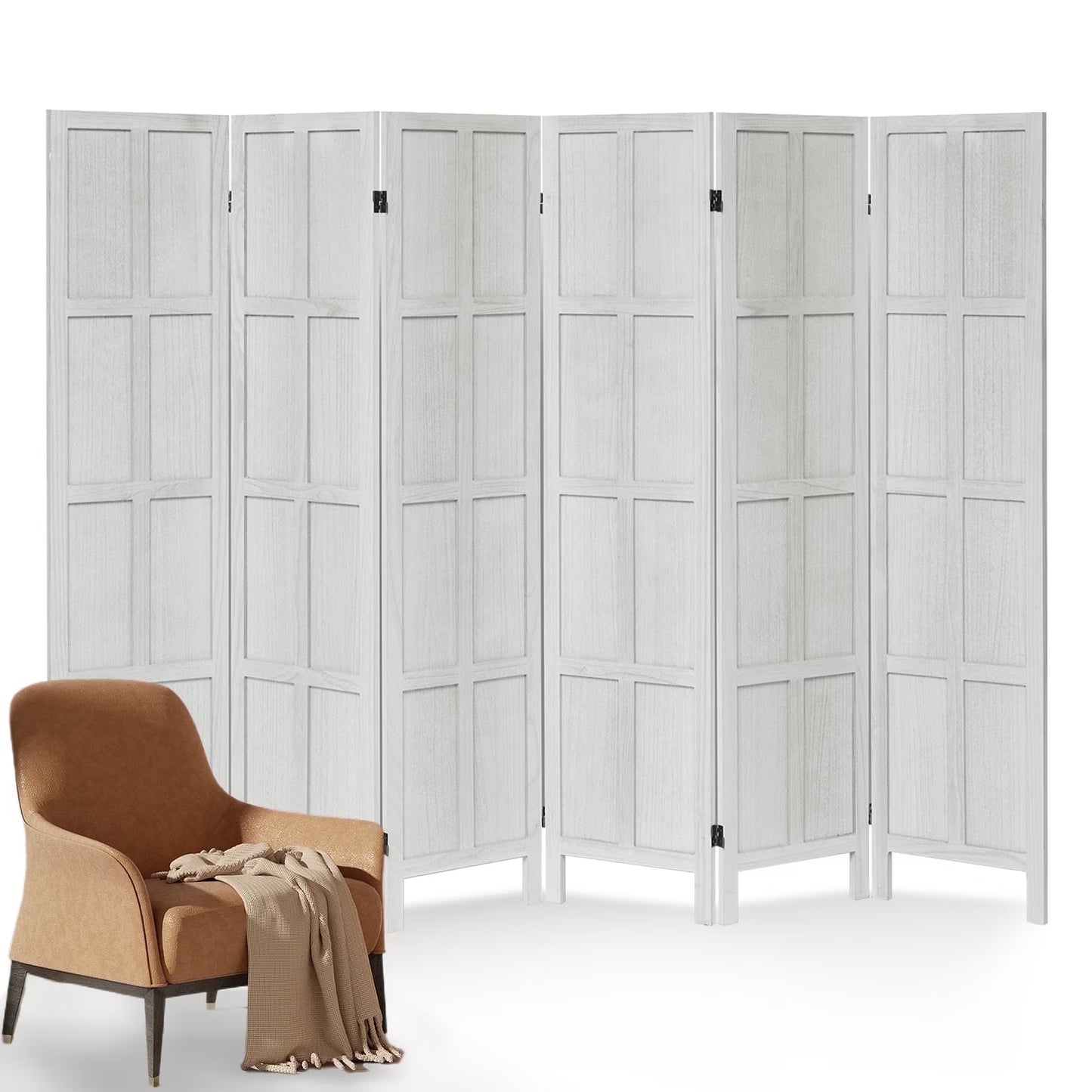 Aletheiawu 4 Panel Room Divider Wall and Folding Privacy ScreensNo Installation RequiredWhite