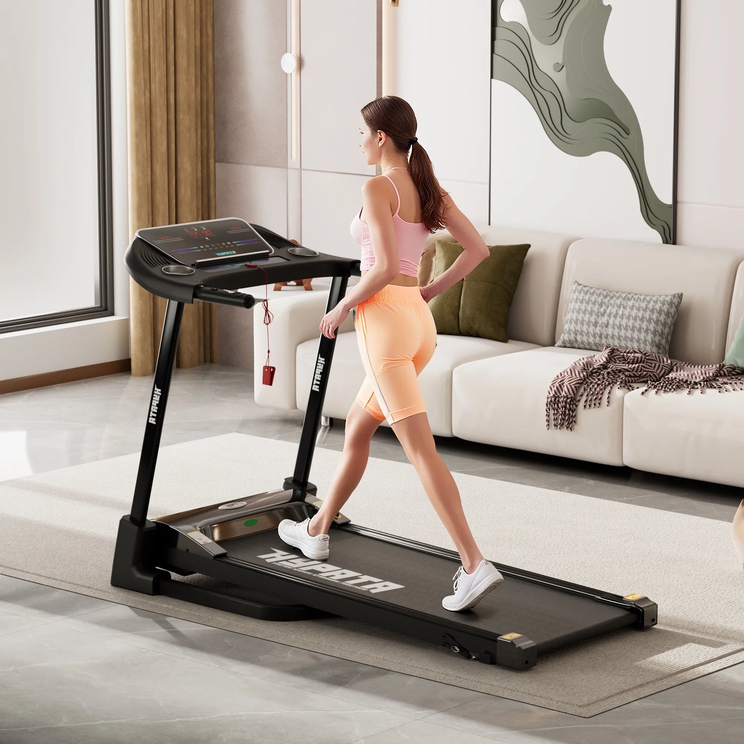 SKOK 2.5HP Foldable Treadmill, 300lb Capacity, 12 Programs, Portable Home Office Walking Machine