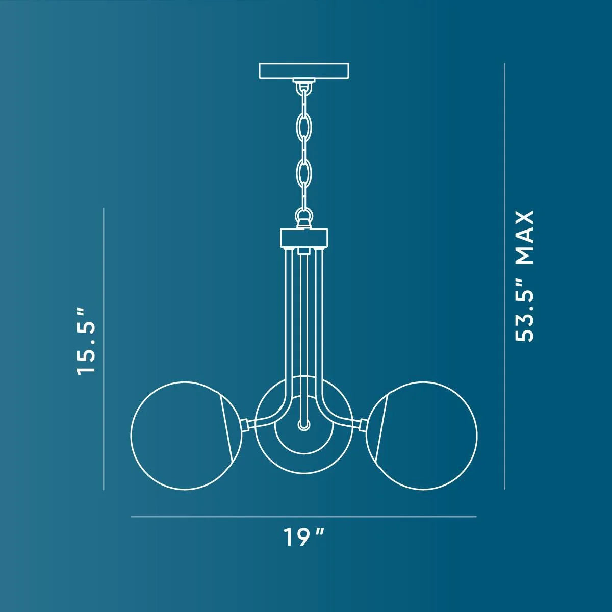 Avec Merrit Collection 3-Light Brushed Gold Contemporary Chandelier with Clear Glass Globe Shades