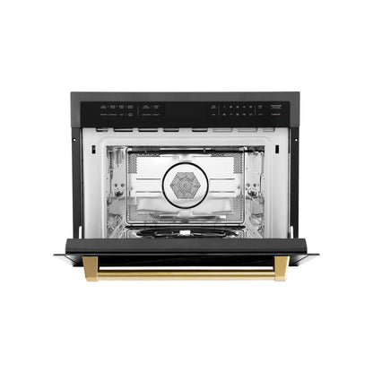 ZLINE Autograph Edition 24" 1.6 cu ft. Built-in Convection Microwave Oven in Stainless Steel and Matte Black Accents