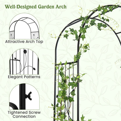 Costway 87" Garden Arbor Arched Lockable Gate Top Arbor Trellis with Side Planters