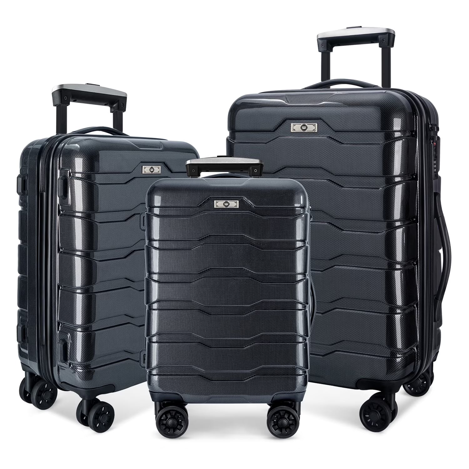 3-Piece Hardside Luggage Sets, Lightweight Spinner Suitcase with Wheels TSA Lock, Airline Approved Carry-On Suitcase and Luggage Set(20°+24°+28°), Durable ABS Material, Rose Gold