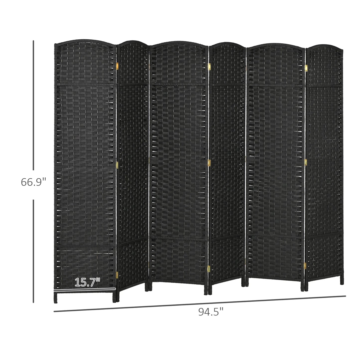 HOMCOM 4 Panel Room Divider Freestanding Folding Privacy Screen Nature Wood