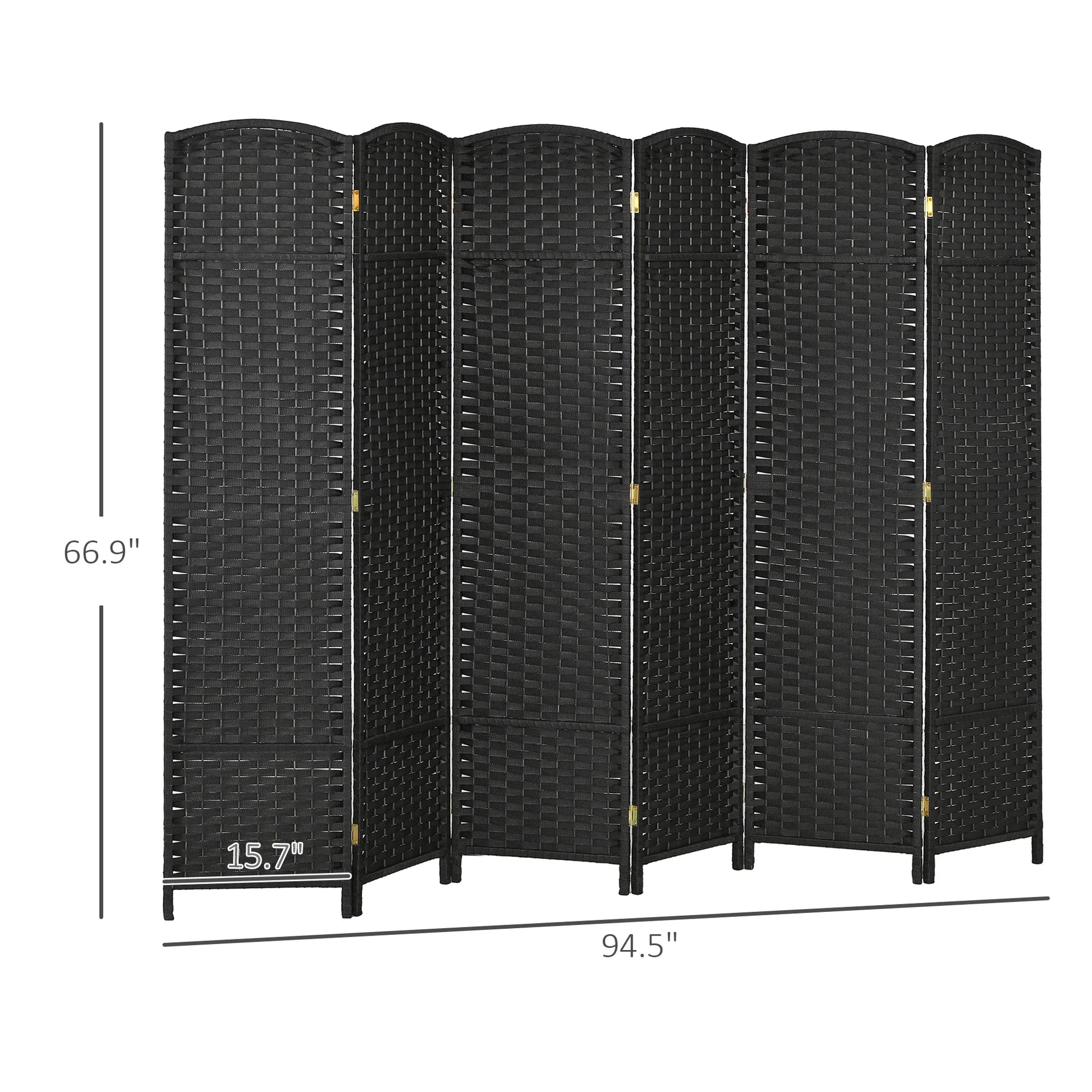 HOMCOM 4 Panel Room Divider Freestanding Folding Privacy Screen Nature Wood