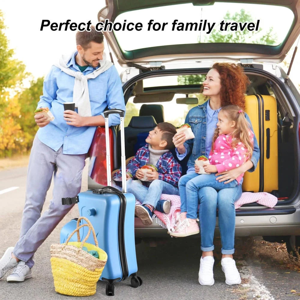 24 Inch Toddler Ride-On Luggage, Kids Travel Luggage with Wheels and Ergonomic Handle for Theme Parks and Daily Commutes (Blue)