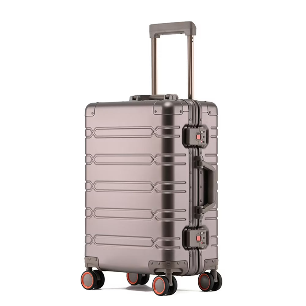 All Aluminum Magnesium Hardshell Carry on Luggage Airline Approved, Hardside Carry on Suitcase with TSA Lock, Zipperless Luggage Checked Metal Rolling Luggage for Travel, Business