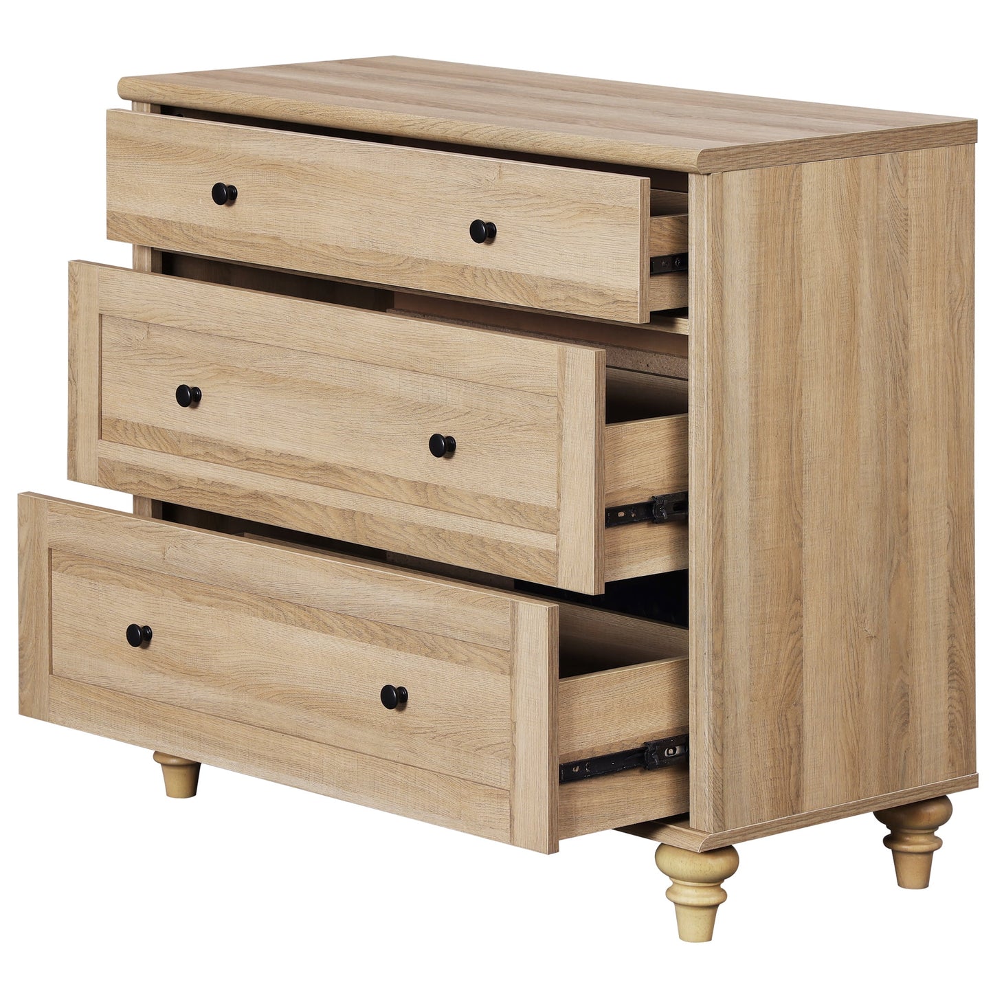 Oak Bedroom Dresser with 3 Drawers, Mid Century Modern Wooden Closet Storage Organizer, Small Dressers Suitable for Living Room, Nursery, and Hallway