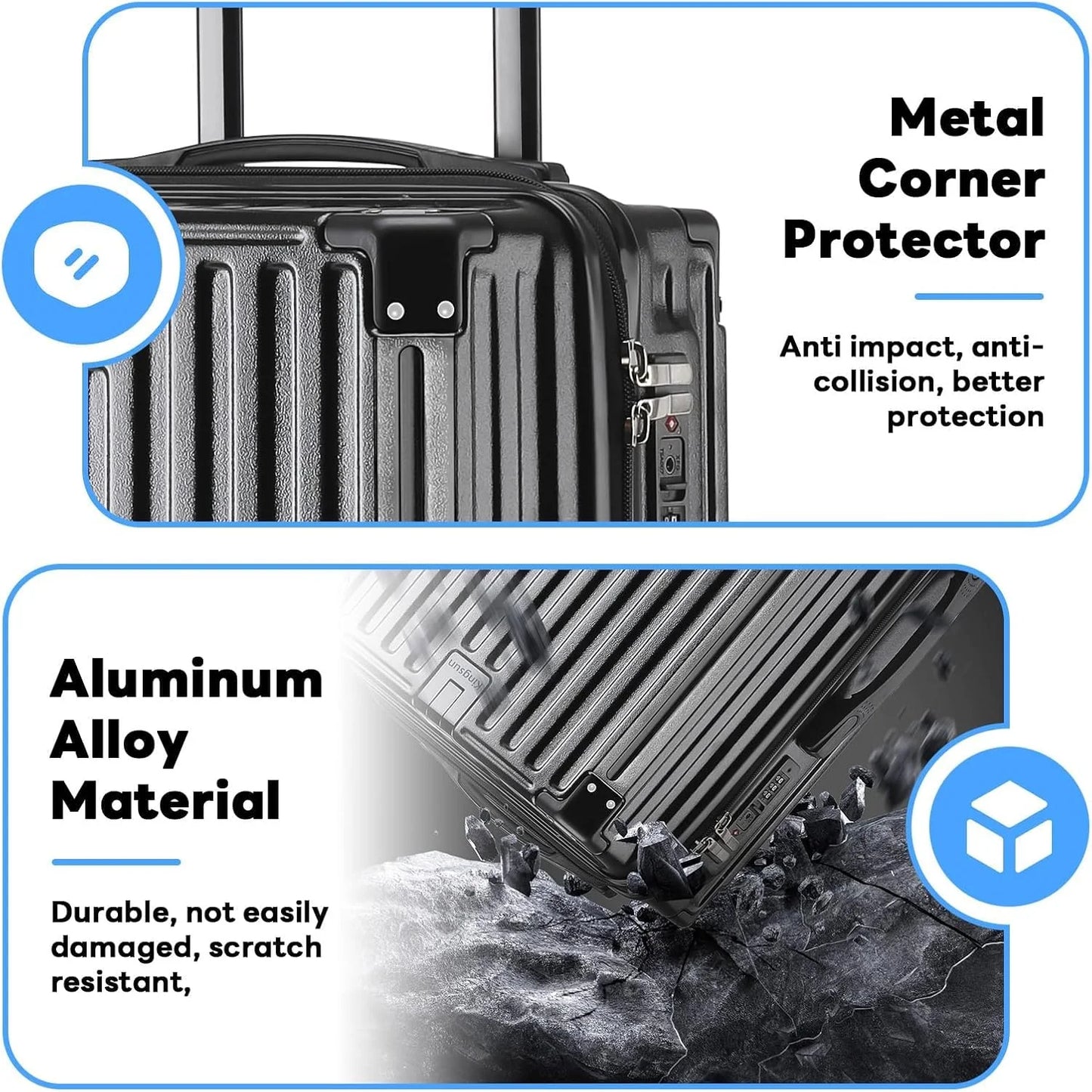 20 Inch Carry on Luggage Carry-on with Cup Holder & USB Port, Hardside Smart Luggage with Airline Approved TSA Lock, Lightweight carryon luggage 22 x 14 x 9 airline approved 360° Spinner Double Wheels