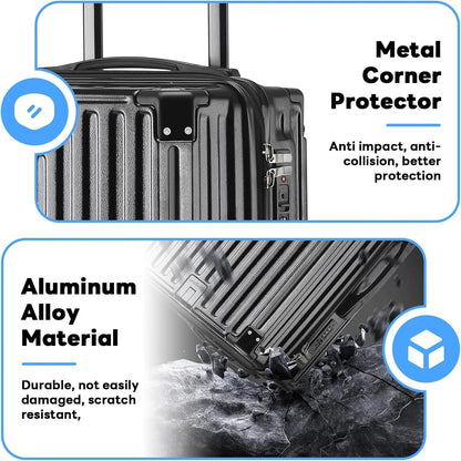 20 Inch Carry on Luggage Carry-on with Cup Holder & USB Port, Hardside Smart Luggage with Airline Approved TSA Lock, Lightweight carryon luggage 22 x 14 x 9 airline approved 360° Spinner Double Wheels