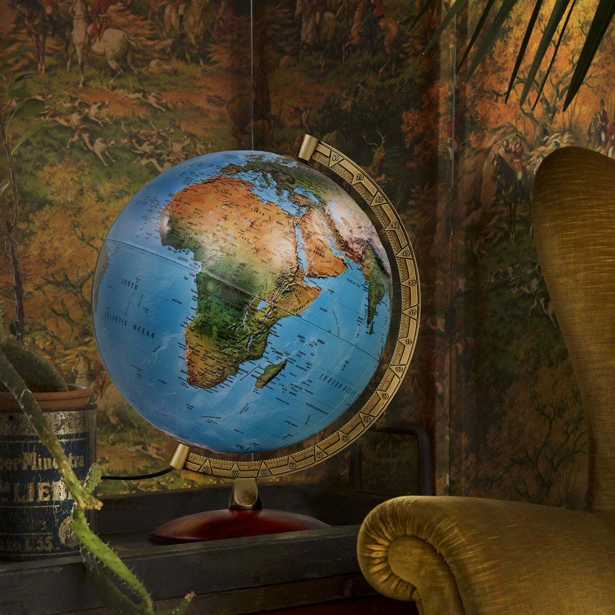 Athens Relief Globe, 12-inch Diameter, Illuminated, Raised Relief