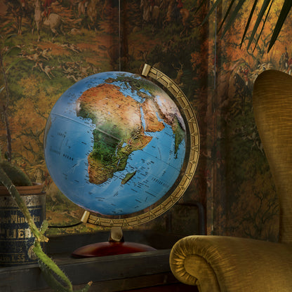 Athens Relief Globe, 12-inch Diameter, Illuminated, Raised Relief