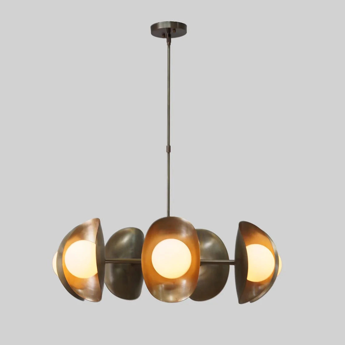 Stilnovo Style Seven Globe Sputnik Brass Chandelier Pendant Light Fixture