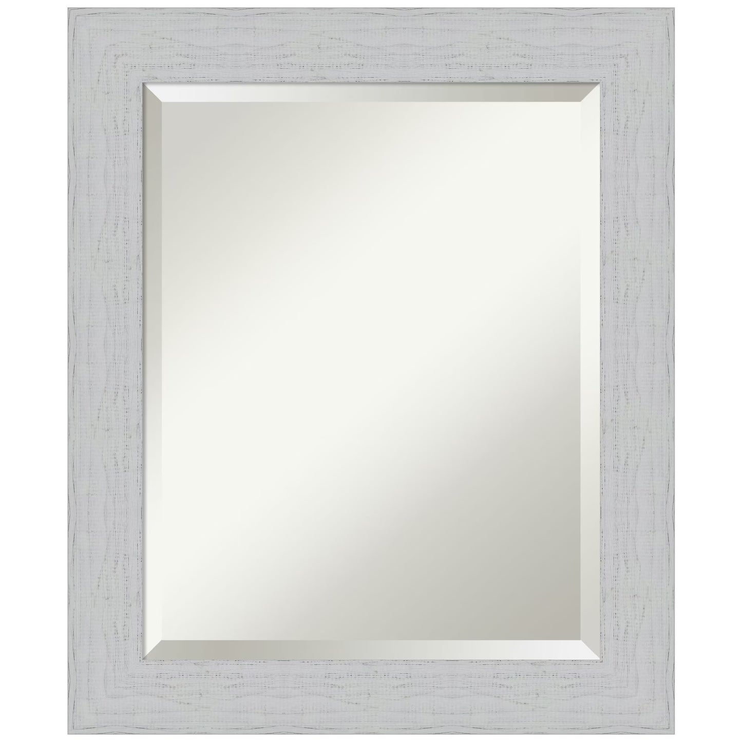 Amanti Art Shiplap White Beveled Wood Wall Mirror 24.25 x 20.25 in.
