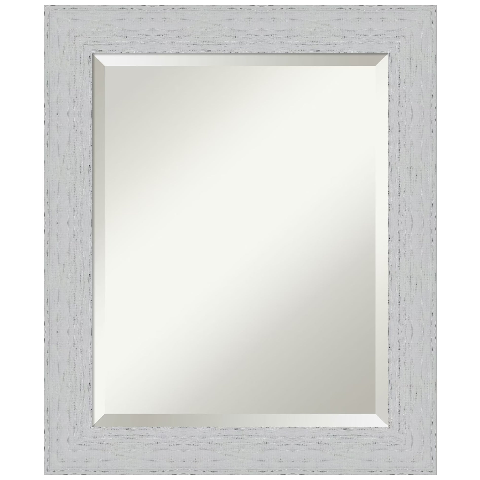 Amanti Art Shiplap White Beveled Wood Wall Mirror 24.25 x 20.25 in.