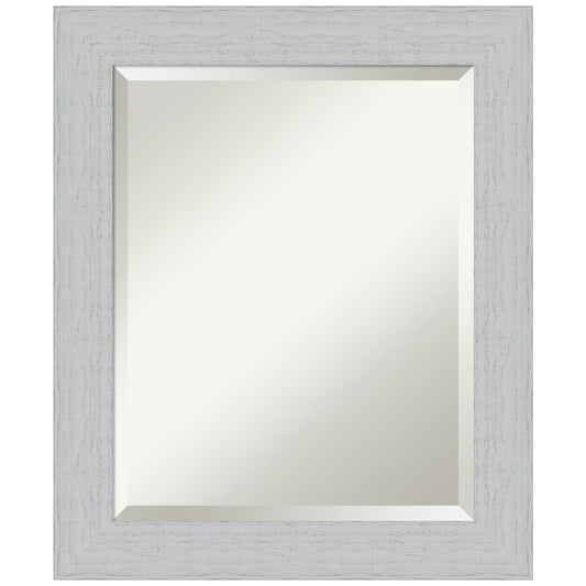 Amanti Art Shiplap White Beveled Wood Wall Mirror 24.25 x 20.25 in.