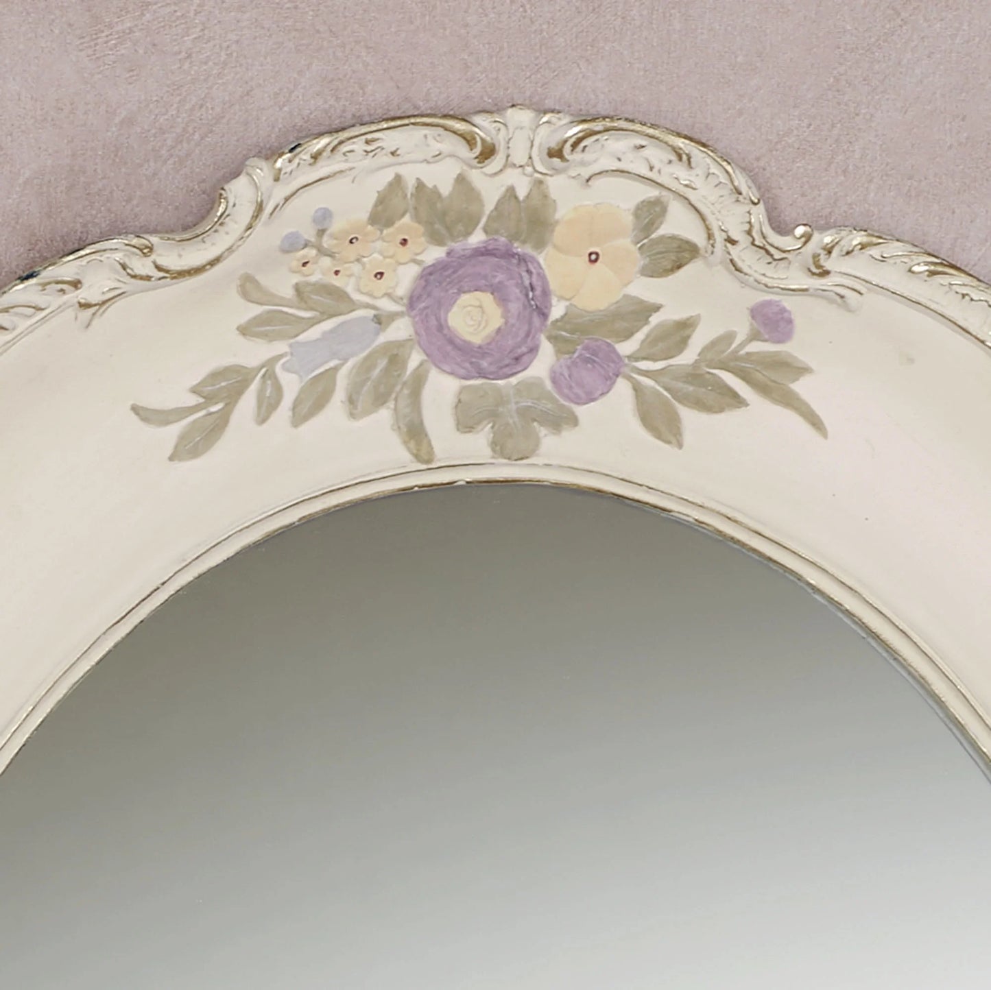 Enclaire Charming Floral Oval Wall Mirror Ivory