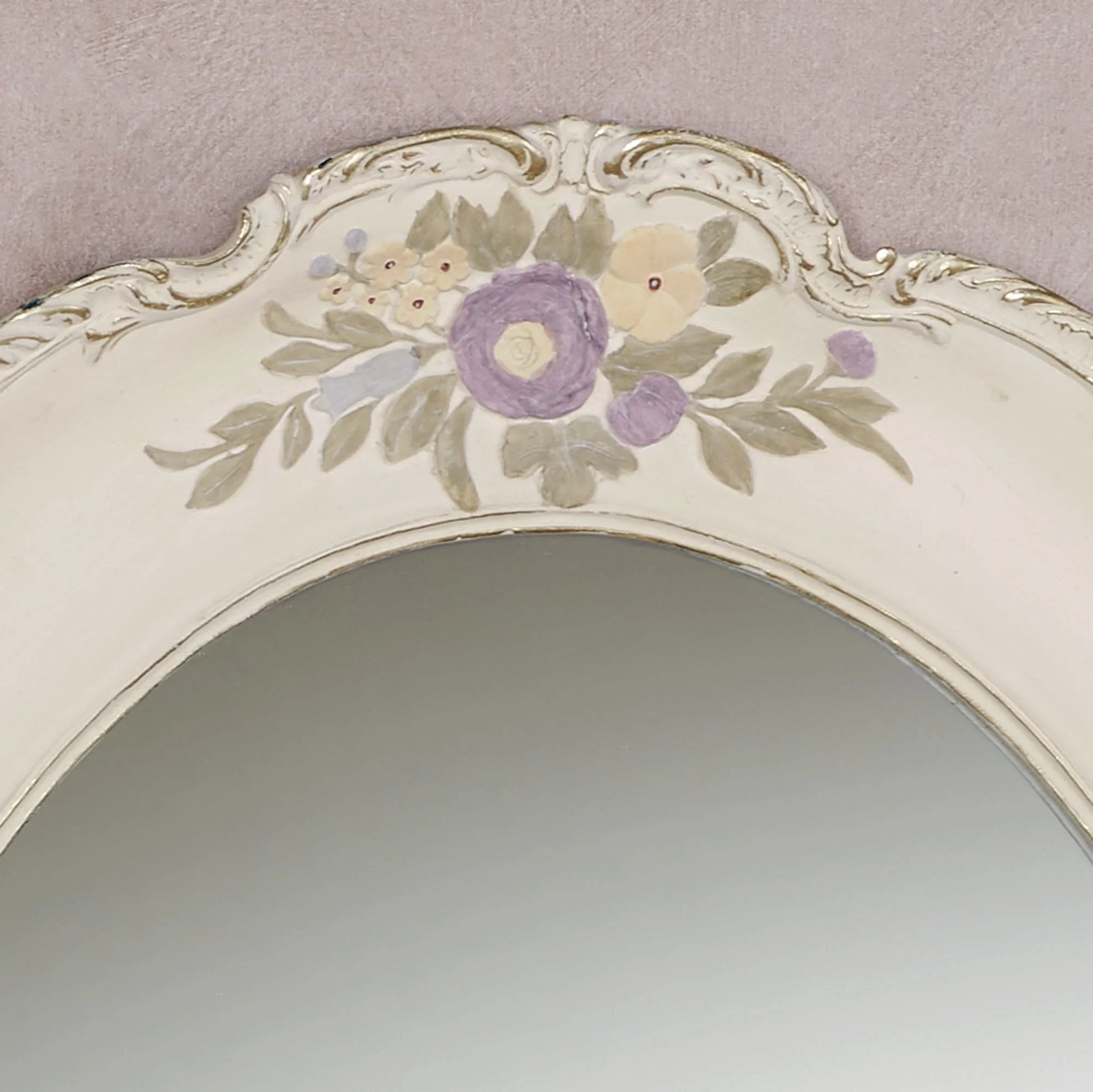 Enclaire Charming Floral Oval Wall Mirror Ivory