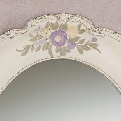 Enclaire Charming Floral Oval Wall Mirror Ivory