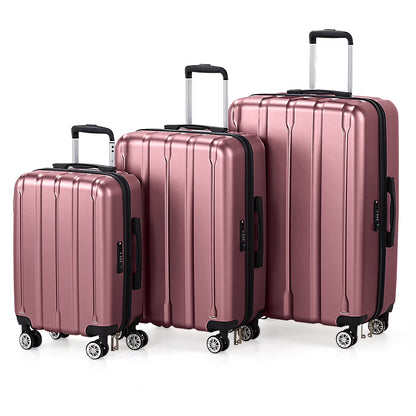 UBesGoo 3 Piece Hardshell Luggage Set, ABS Hardside Lightweight Trolley Carry On Suitcase with TSA Lock Spinner Wheels, Dark Gray